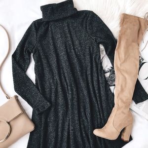COZY EXPRESS DARK GREY SWING SWEATER DRESS